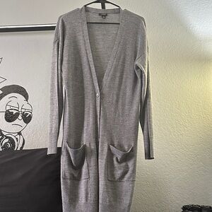 Halogen Light Gray Women's XL Cardigan Long Button Down